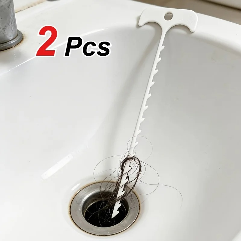 Root Hook Tool - 2 Stück flexibles Kunststoff-Abflussrohr-Reinigungswerkzeug – wiederverwendbarer