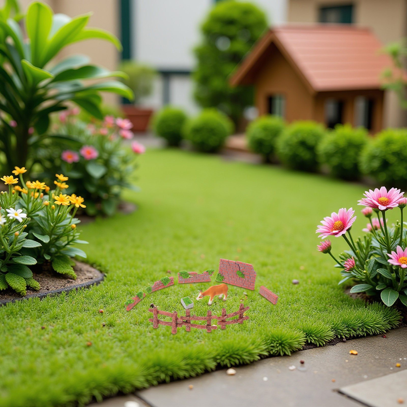 Bonsai Garden Landscape Design - 16-teiliger Miniatur-Gartenzaun, Mini-Holzzaun mit Realistischem Design