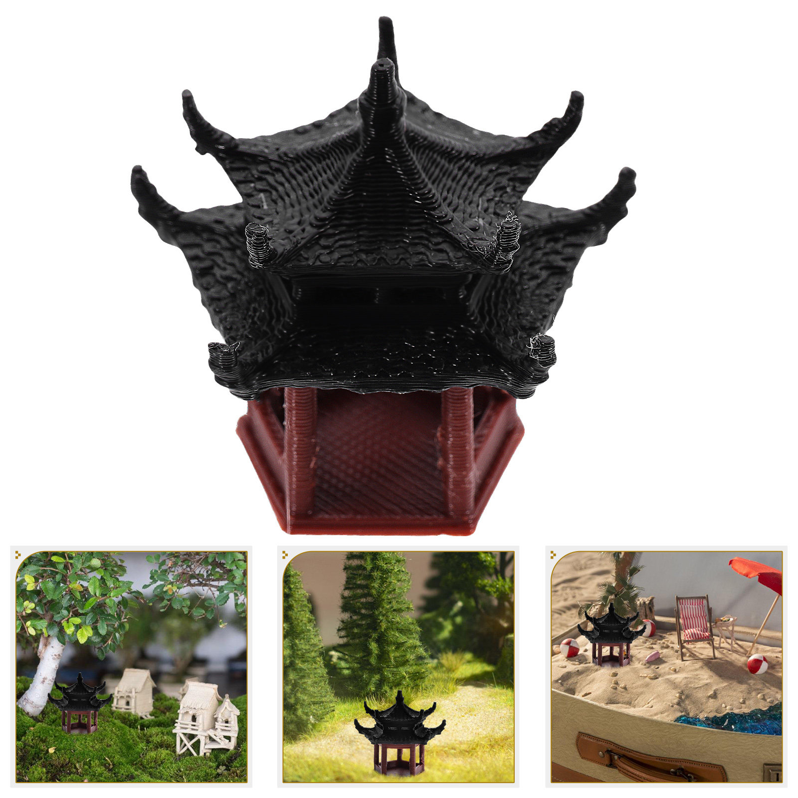 3,5 cm Mini-Pavillon-Pagoden-S – Bonsai Garden Landscape Design Bewertung und Preis